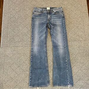 H&M LOGG Bootcut Jeans Womens Size 29 Blue Distressed Stretch Pockets